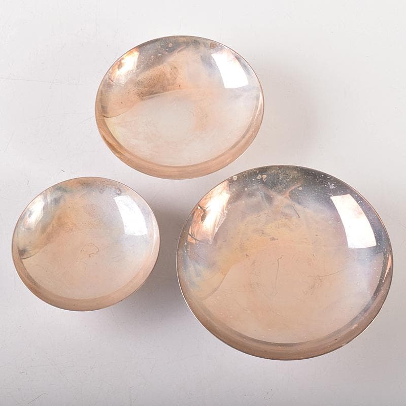 大阪尚美堂造　純銀製　三重盃　三ツ盃 　約208g　共箱　F　R7841