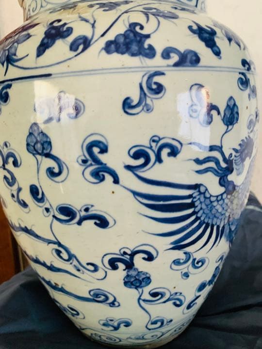 中国明時代染付(青花)大壺