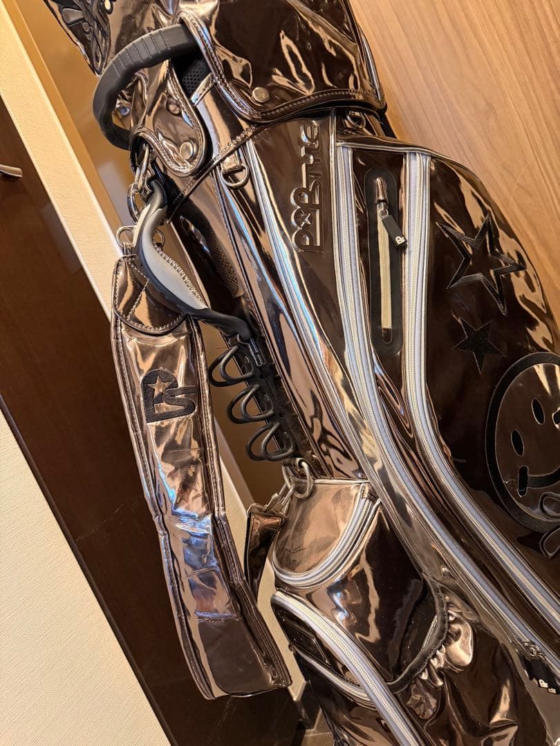 ひ*り様 GET BIRDIE シルバーゴルフバッグ