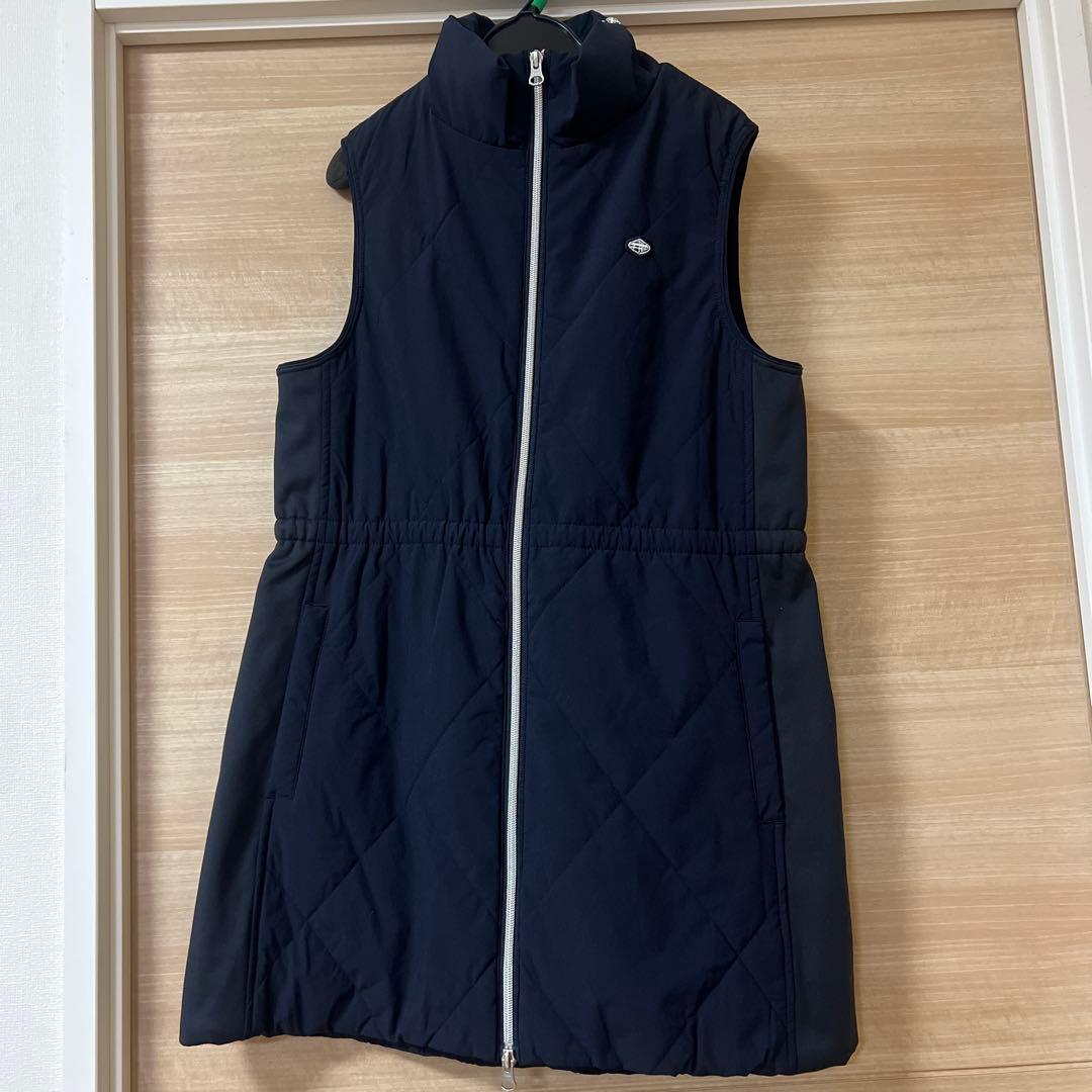 FIDRA ネイビー キルティング ベスト ハイネック