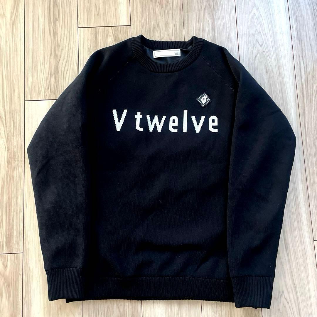 V12＊防風裏地付きニットセーター＊ブラック＊Lサイズ