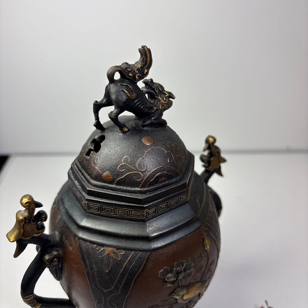 高岡銅器 大峰作 香炉 香立 金銀銅