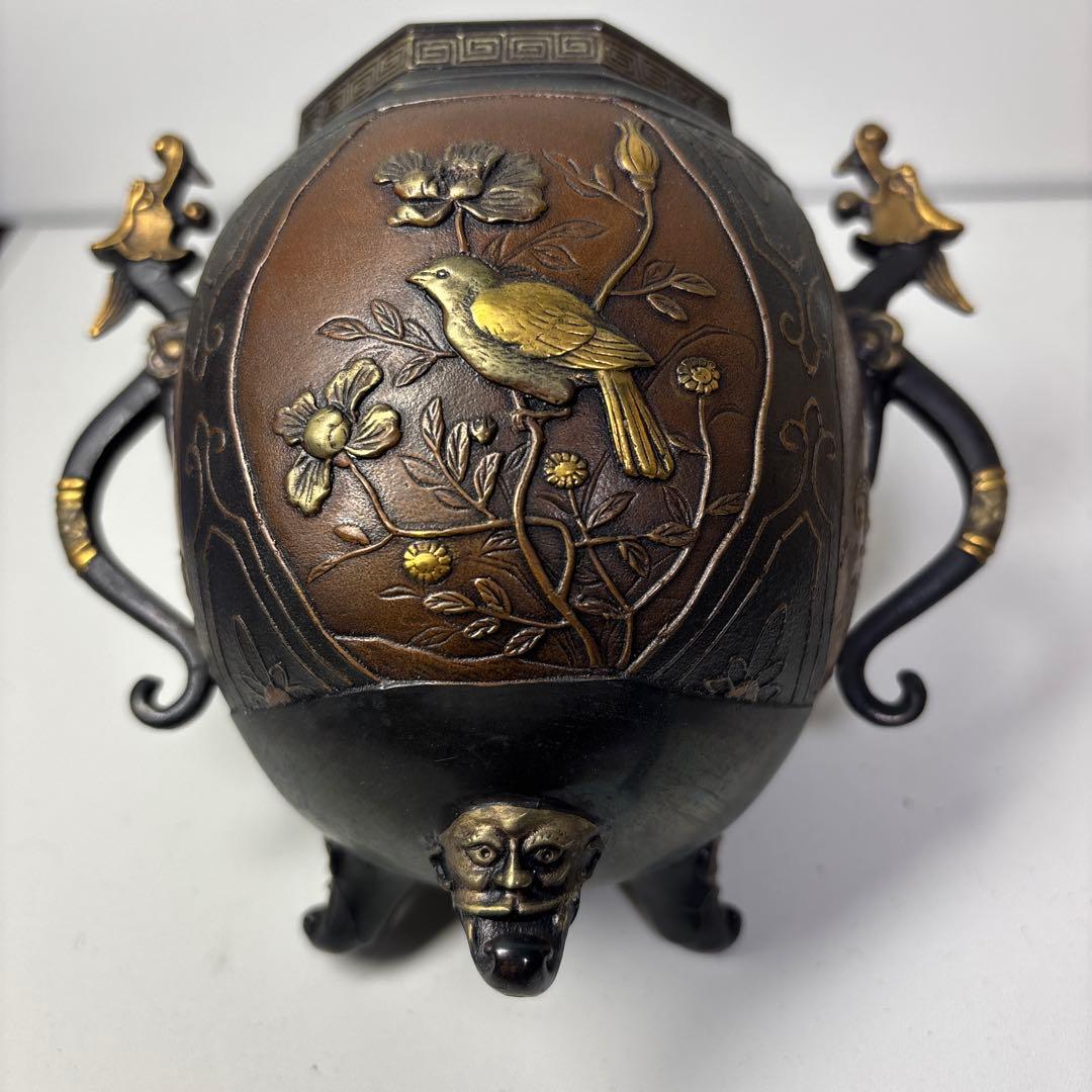 高岡銅器 大峰作 香炉 香立 金銀銅