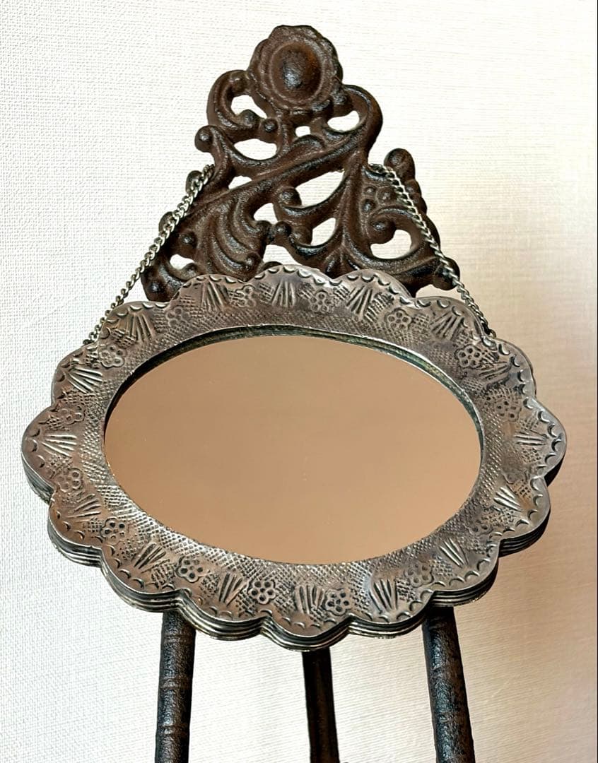 英国 アンティーク ハンドメイド シルバー・プレート（銀メッキ）壁掛けミラー