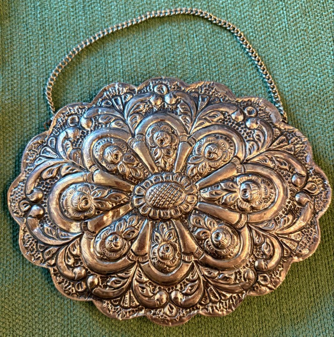 英国 アンティーク ハンドメイド シルバー・プレート（銀メッキ）壁掛けミラー