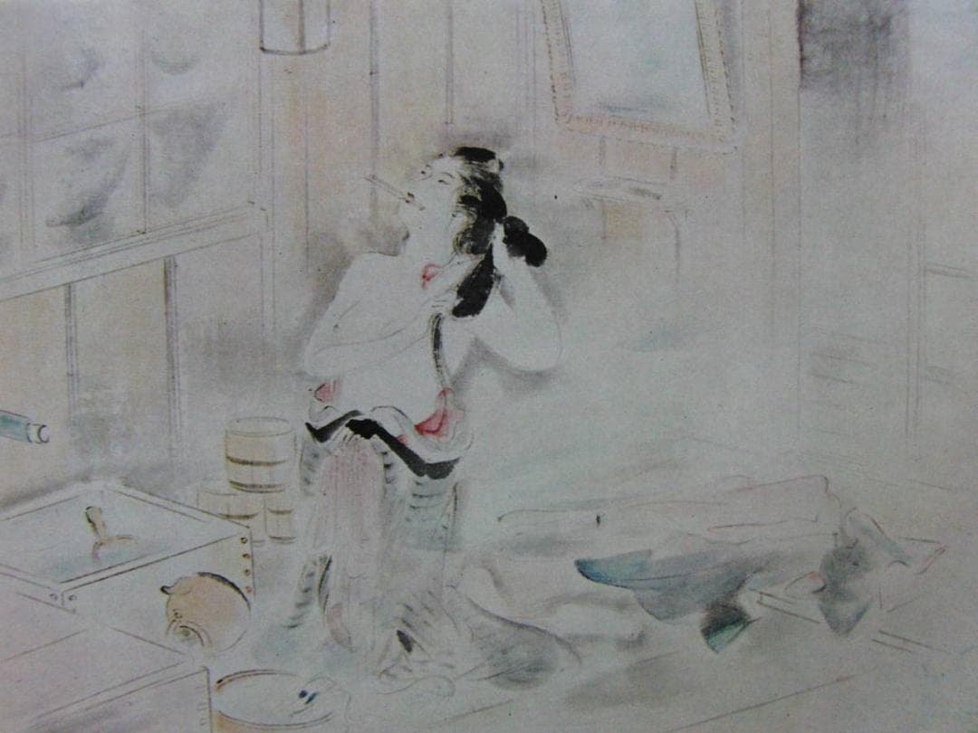 鏑木　清方【にごりえ・第二図】、年代物、希少画集画、状態良好