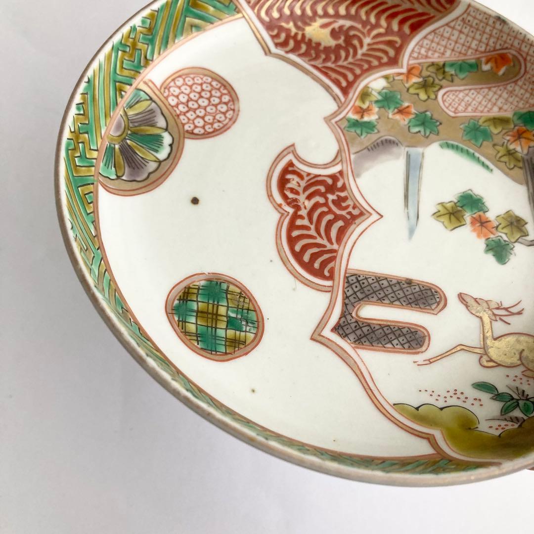 赤絵羊歯鹿皿　器　柿右衛門、九谷青窯や青郊窯、大聖寺伊万里、古伊万里や九谷焼好き