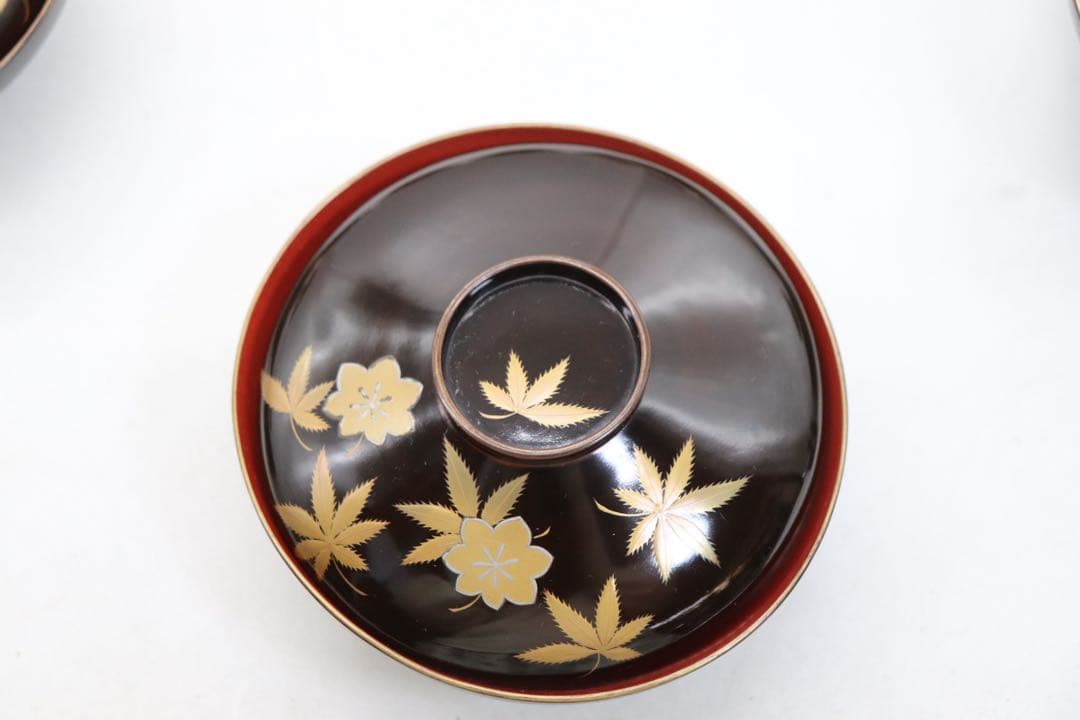 寛政11年　輪島塗　蒔絵紅葉紋お椀10個　木製　古民具　送料込み260131