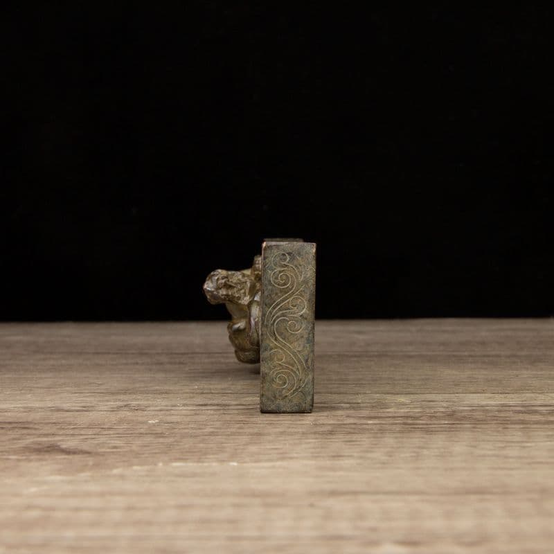 銅製 瑞獣双竜鎮尺 圧紙 文房四宝 書道具 装飾品 工芸品 置物