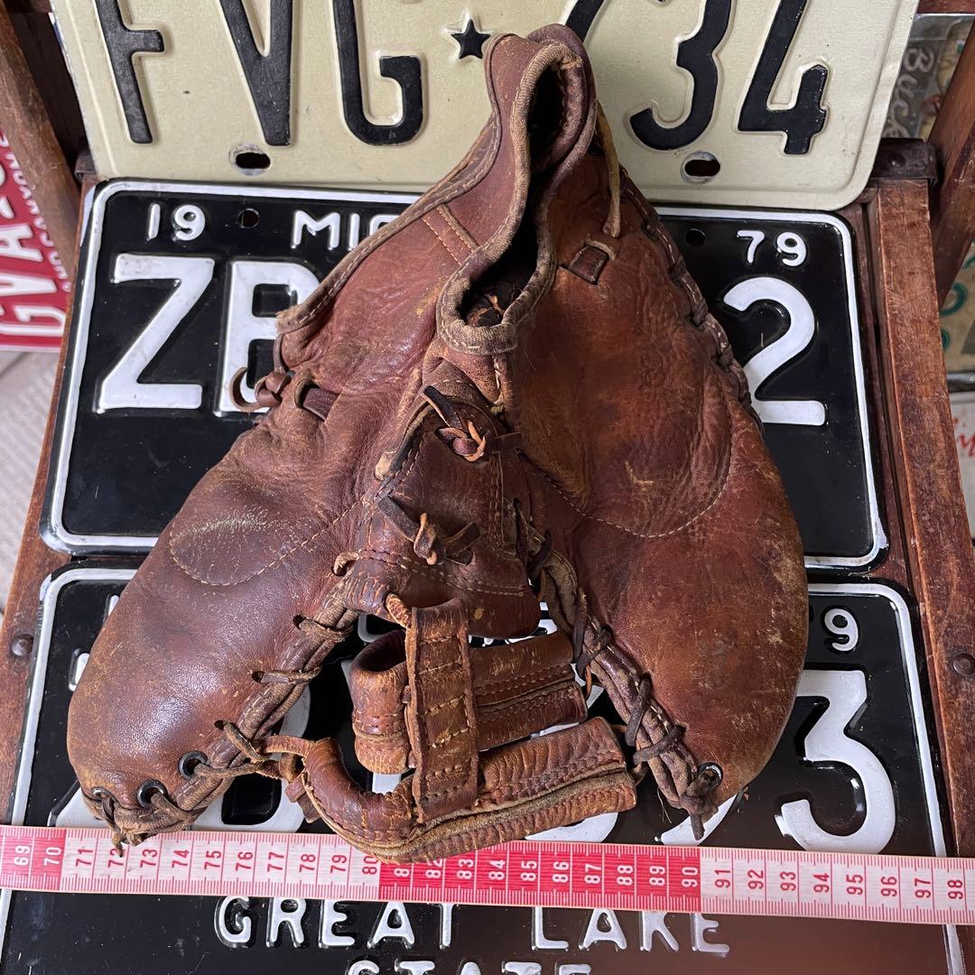 貴重40s〜50s OLDアメリカアンティーク野球グローブUSAヴィンテージ雑貨