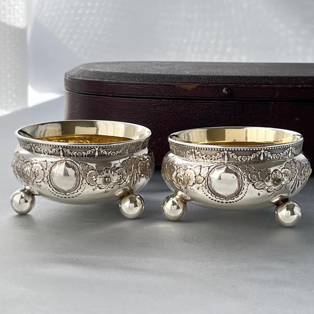 【Atkin Bros】 ビクトリアンのソルトポット / スプーン ペア