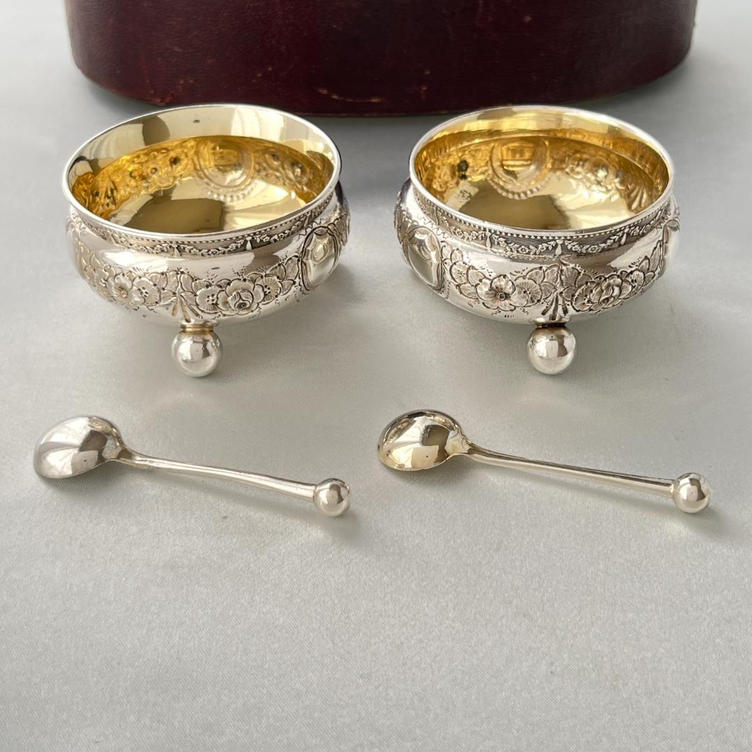 【Atkin Bros】 ビクトリアンのソルトポット / スプーン ペア