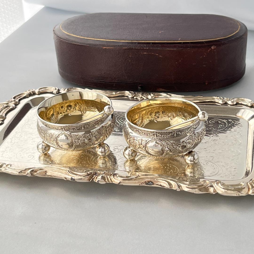 【Atkin Bros】 ビクトリアンのソルトポット / スプーン ペア