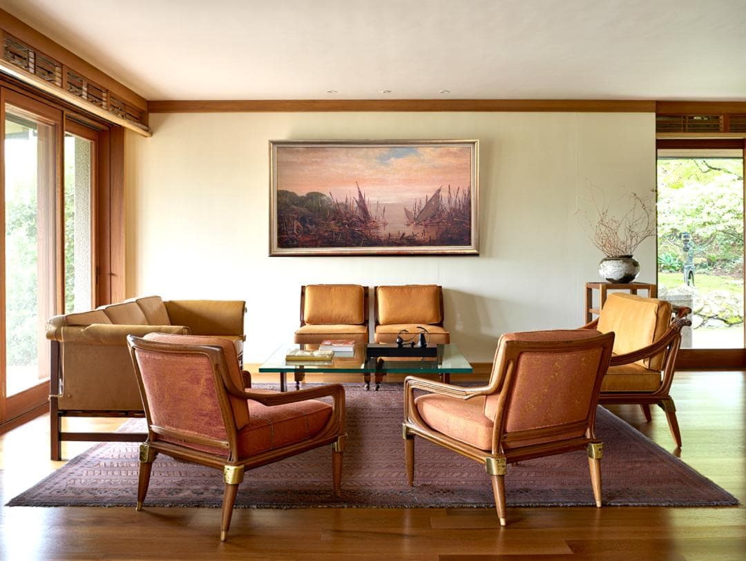 スジョノ・アブドゥラ 『漁船』1977年油彩画 136×72cm 直筆署名額付