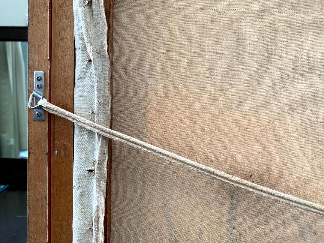 スジョノ・アブドゥラ 『漁船』1977年油彩画 136×72cm 直筆署名額付