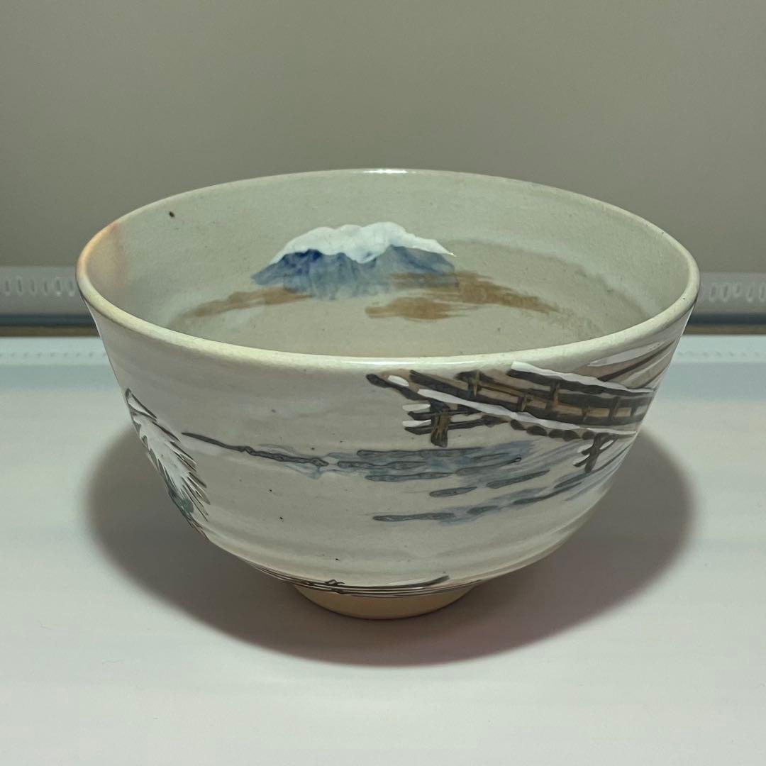 在銘 宮川香雲？ 抹茶碗 船頭や富士山の絵 京焼