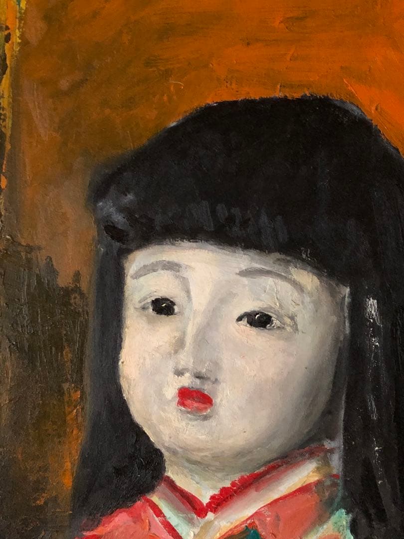 作者　micchan 油絵　F15号　原画　日本人形