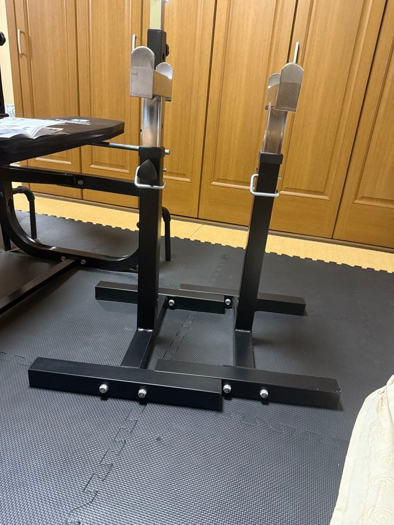 ベンチプレス台+プレート・シャフト100kg+セーフティーバー+マット　セット