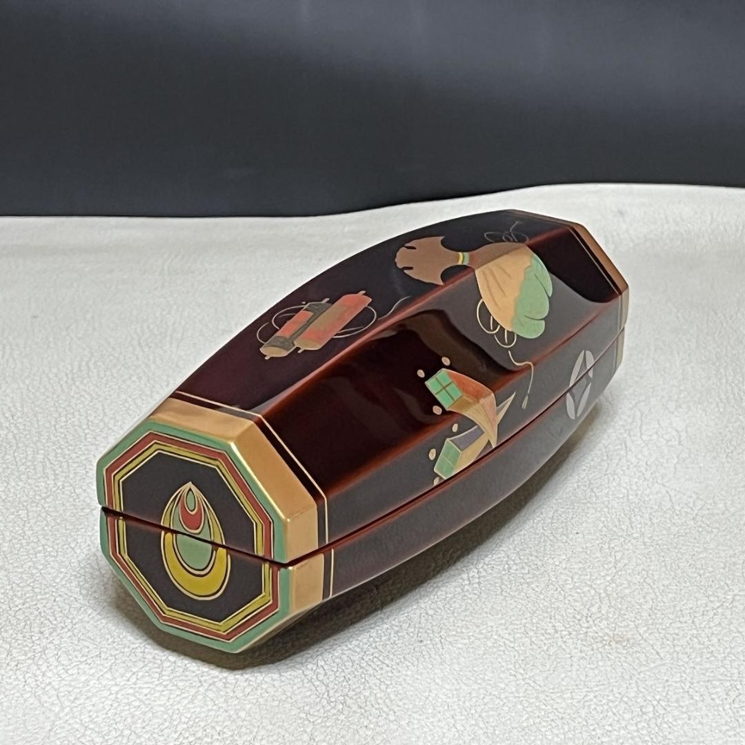 中村宗悦 溜塗 宝尽 蒔絵 ぶりぶり香合 共箱 香合 茶道具 【k3474】