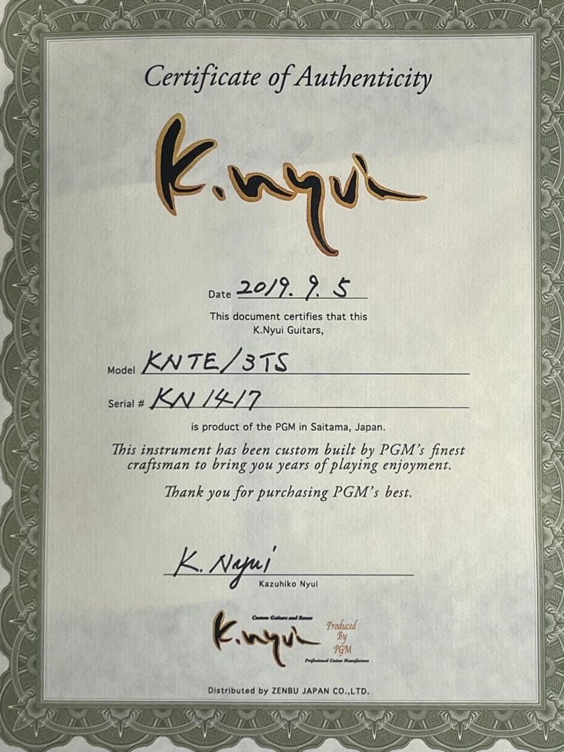 k.nyiテレキャスター。ハカランダ指板