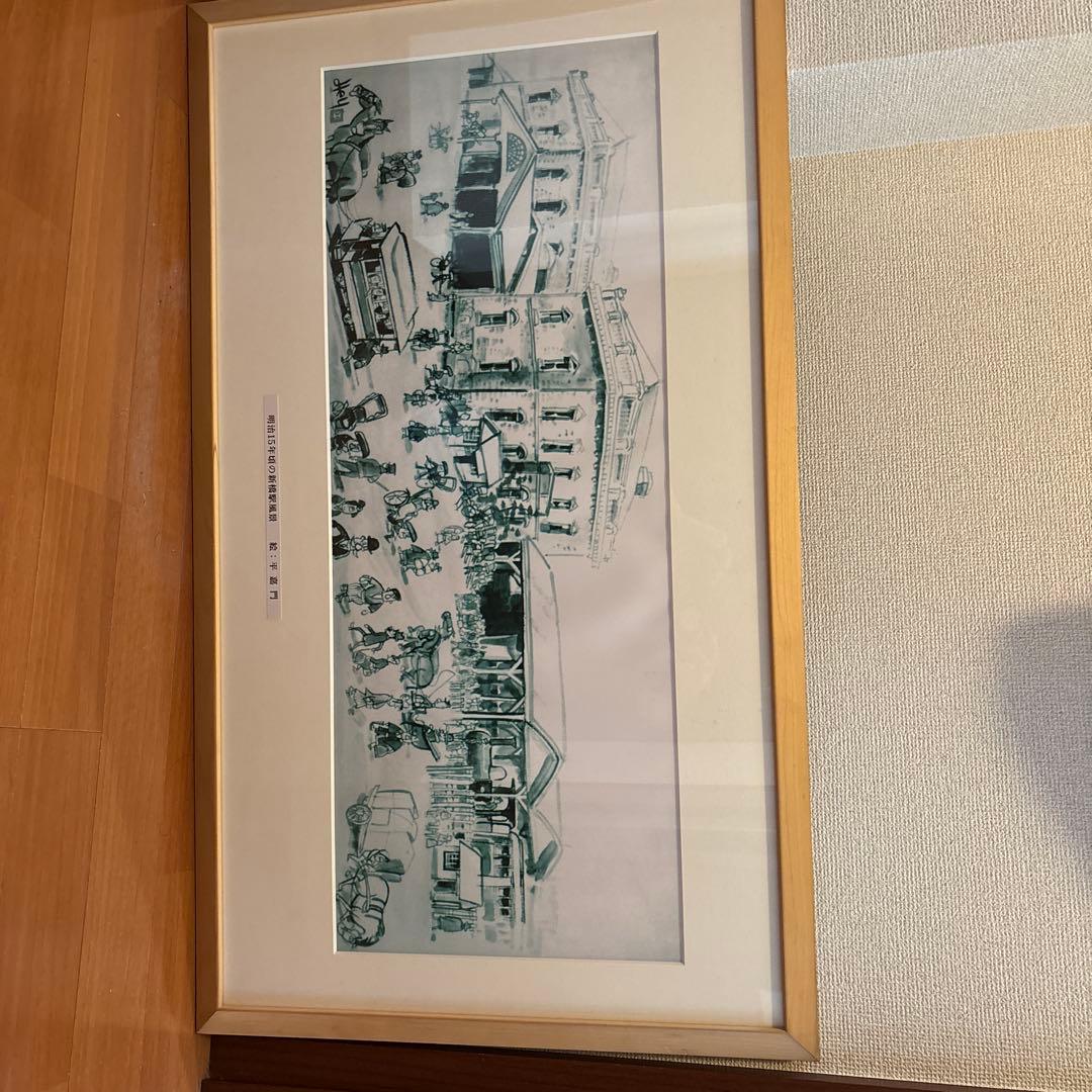 リトグラフ 街並みと人々の生活