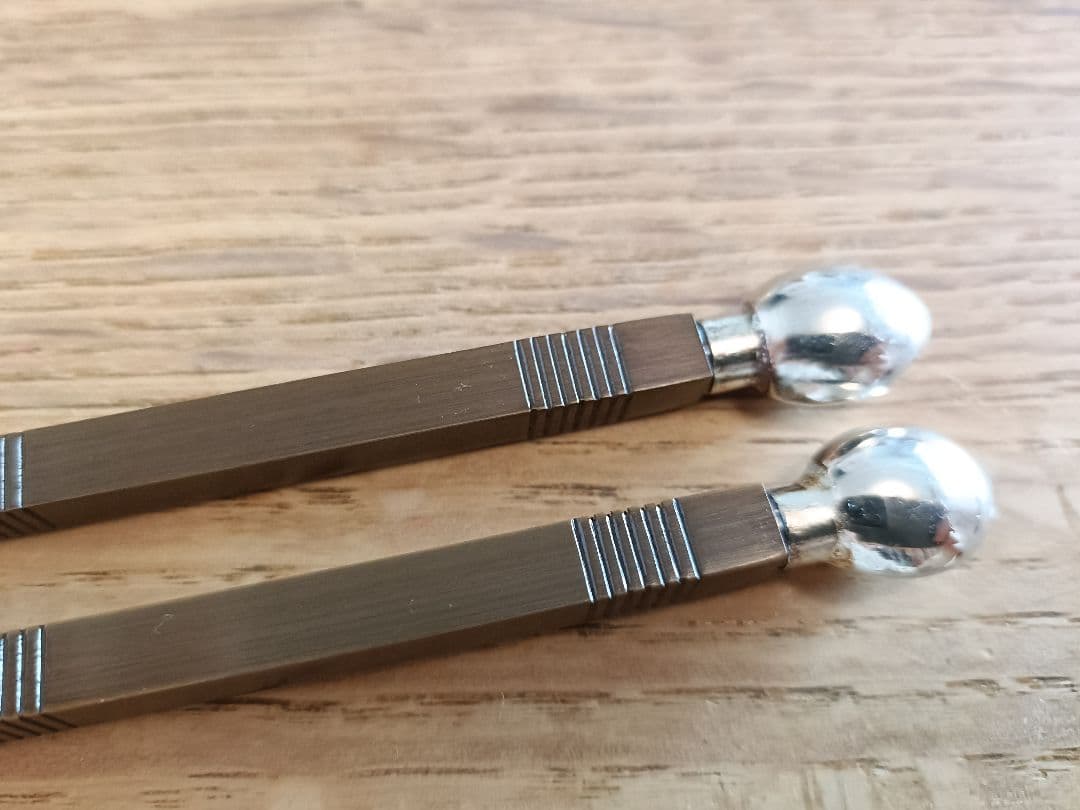 茶道具　木村清斎　七五三銀杏頭の火箸　未使用品