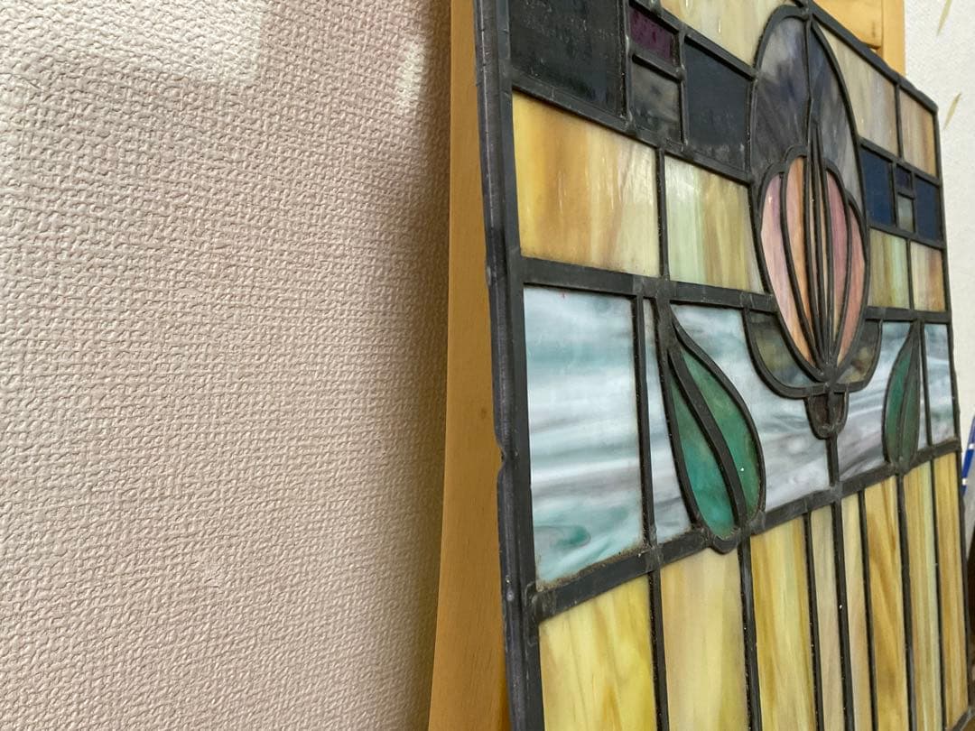 西洋アンティーク　大　ステンドグラス　 約51cm x 40cm 工芸品　ガラス
