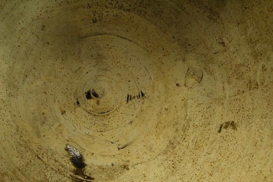 中国美術 黒釉 條紋壷 水指 茶道具伝来(ZE735)