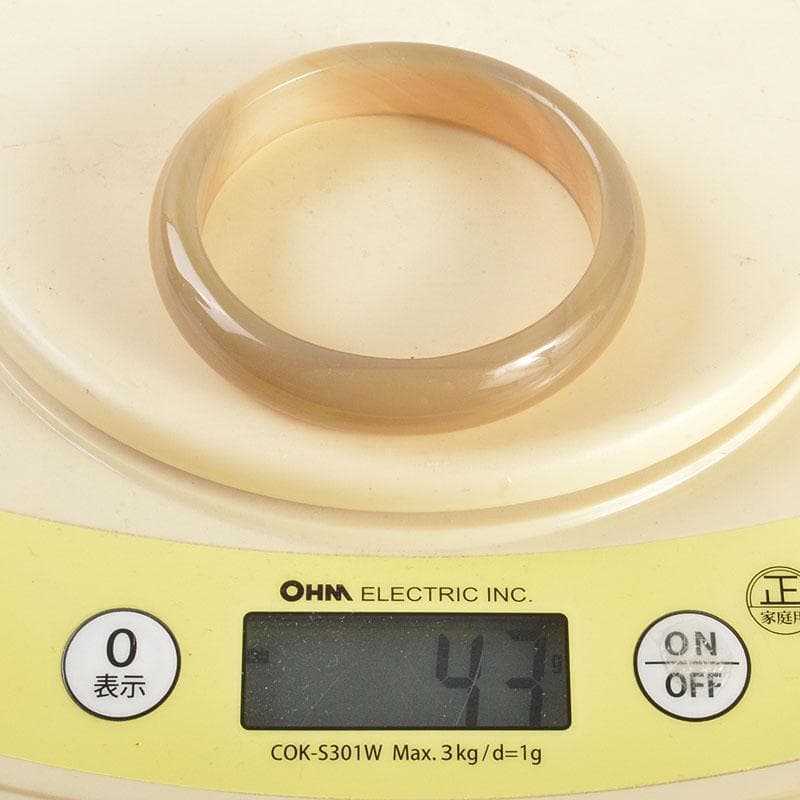 中国　玉石彫刻　黄翡翠　環　装飾品　時代箱付　C　6802