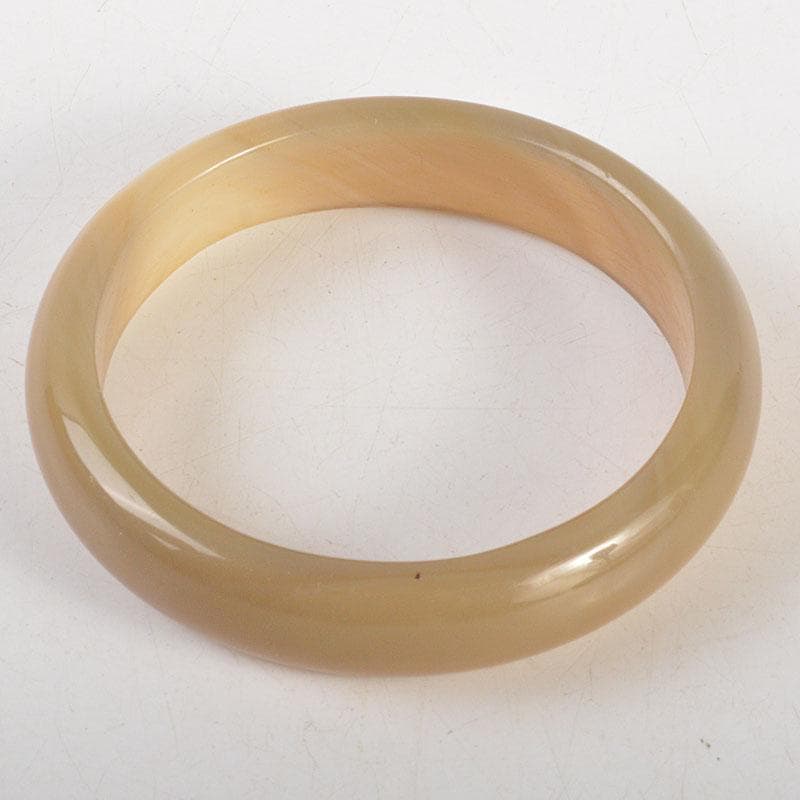 中国　玉石彫刻　黄翡翠　環　装飾品　時代箱付　C　6802