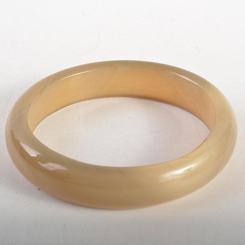 中国　玉石彫刻　黄翡翠　環　装飾品　時代箱付　C　6802