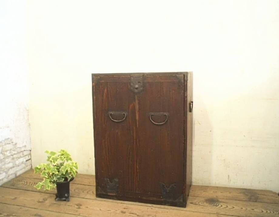 1076 アンティーク　ケンドン扉の収納棚　飾り棚　オープンラック　レトロ古家具