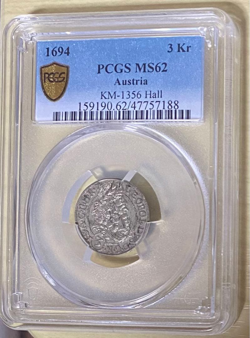 レオポルト1世　神聖ローマ帝国　1694年　銀貨MS62 PCGSオーストリア