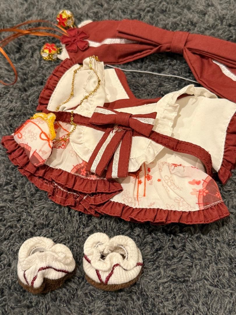 20cm完売レア限定和服リボンメイド風着せ替えぬいぐるみ服セット♪