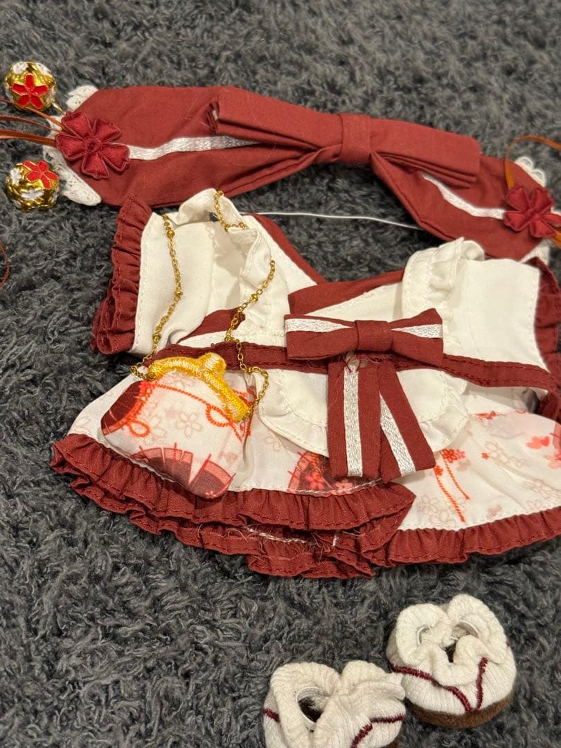 20cm完売レア限定和服リボンメイド風着せ替えぬいぐるみ服セット♪