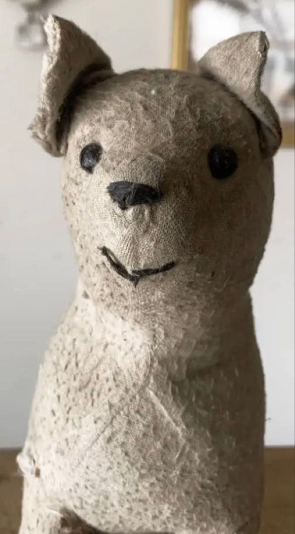 フランス 1900-20s 犬 ぬいぐるみ 木毛 グラスアイ 骨董 アンティーク