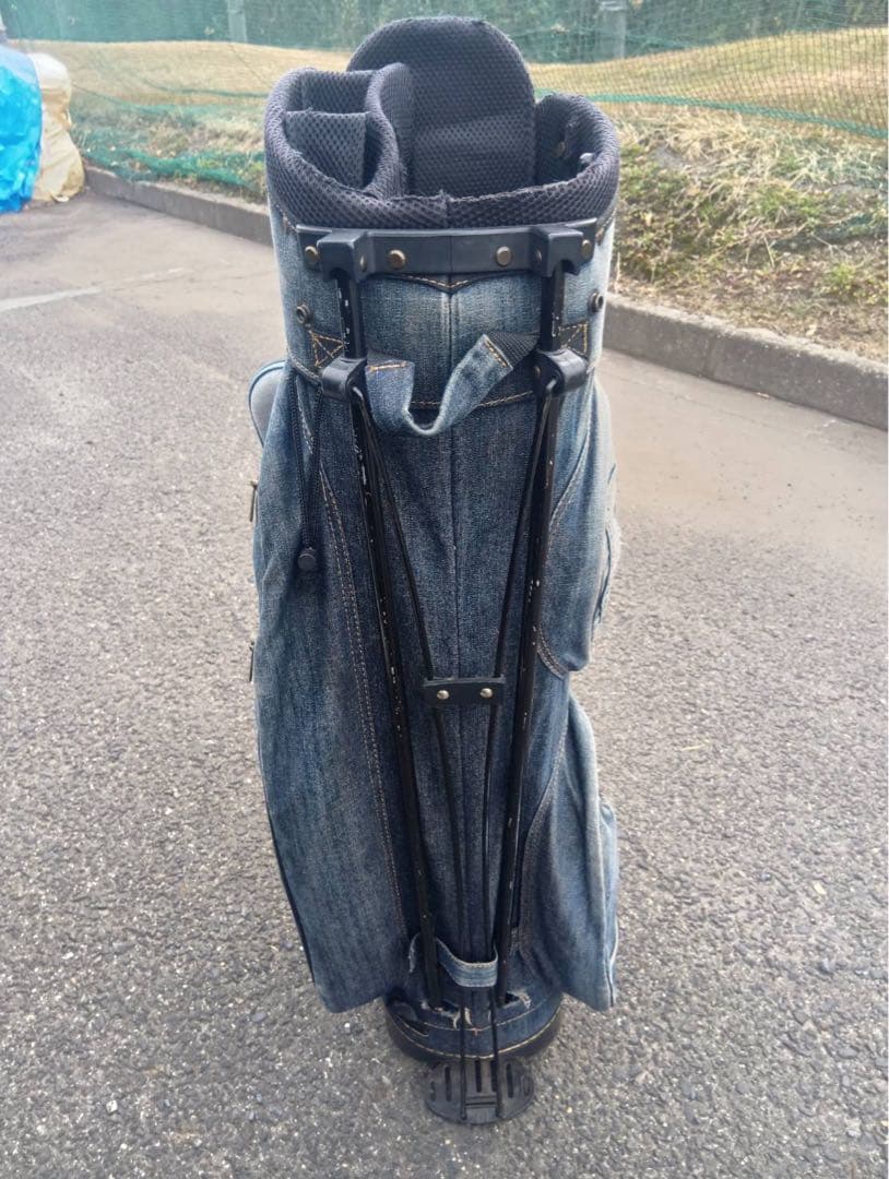 サブバッグ収納オリジナル加工品！URAゴルフ デニム キャディバッグ 8.5型