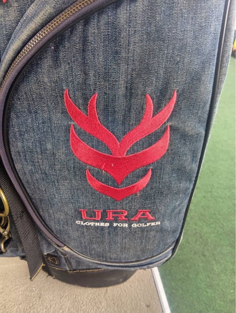サブバッグ収納オリジナル加工品！URAゴルフ デニム キャディバッグ 8.5型