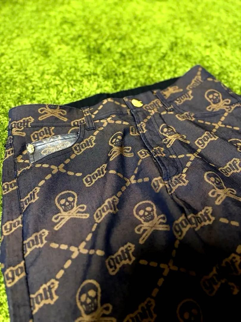 【美品】MARK&LONA スカルモノグラムパンツ