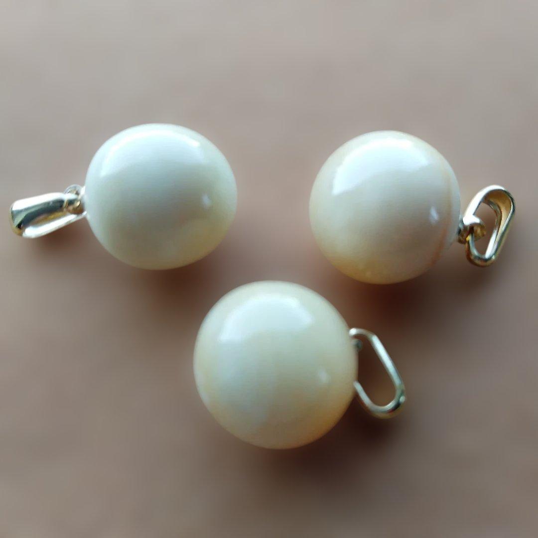 鯨歯　マッコウクジラ　牙玉ペンダントトップ　11.5㎜　10個　②