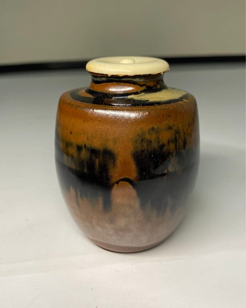 【茶道具】彰一造　高取茶入（共箱）