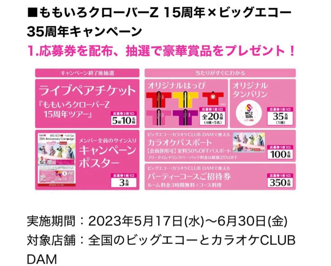 【当選品】ももいろクローバーZ ももクロ BIG ECHO 35周年 タンバリン