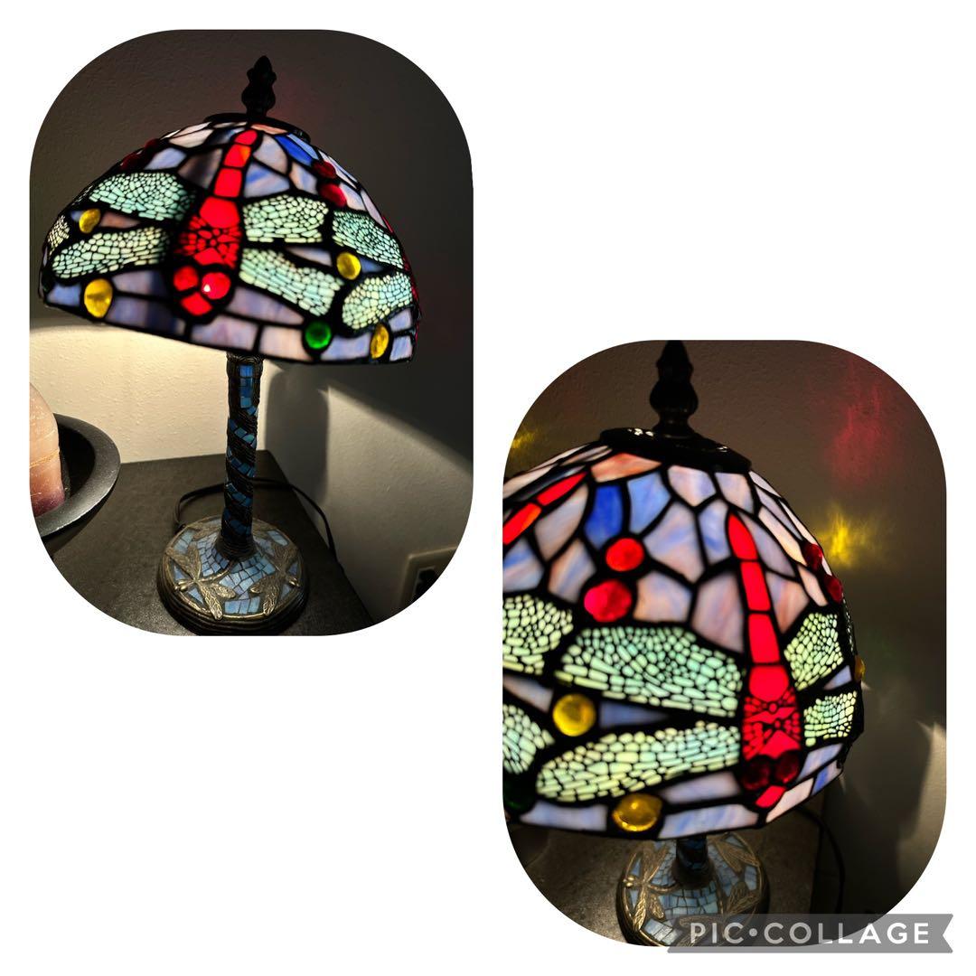綺麗❣️ステンドグラス　卓上　ランプ　スタンド　トンボ　アンティーク