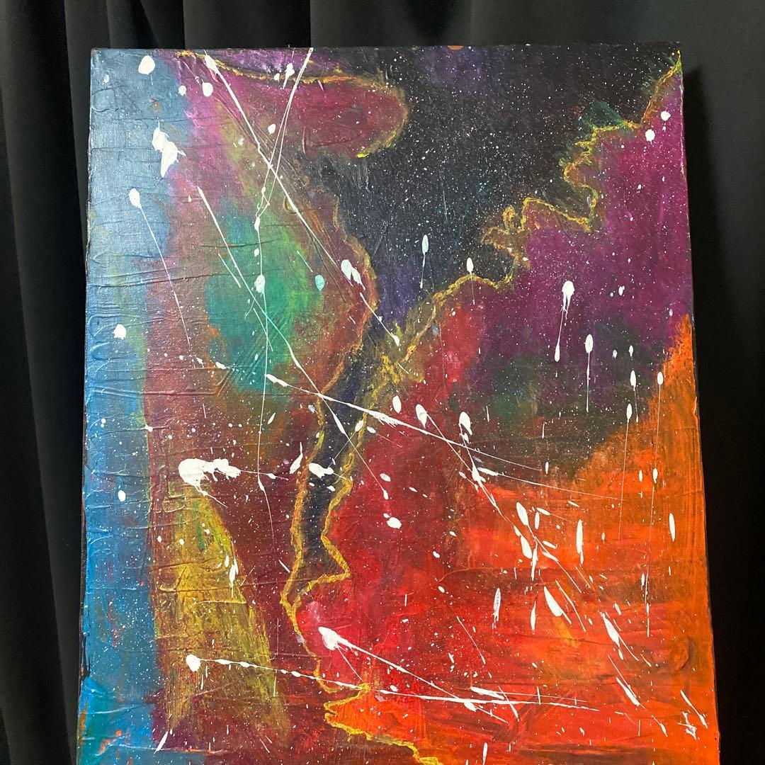 宇宙的なテーマのアクリル抽象画