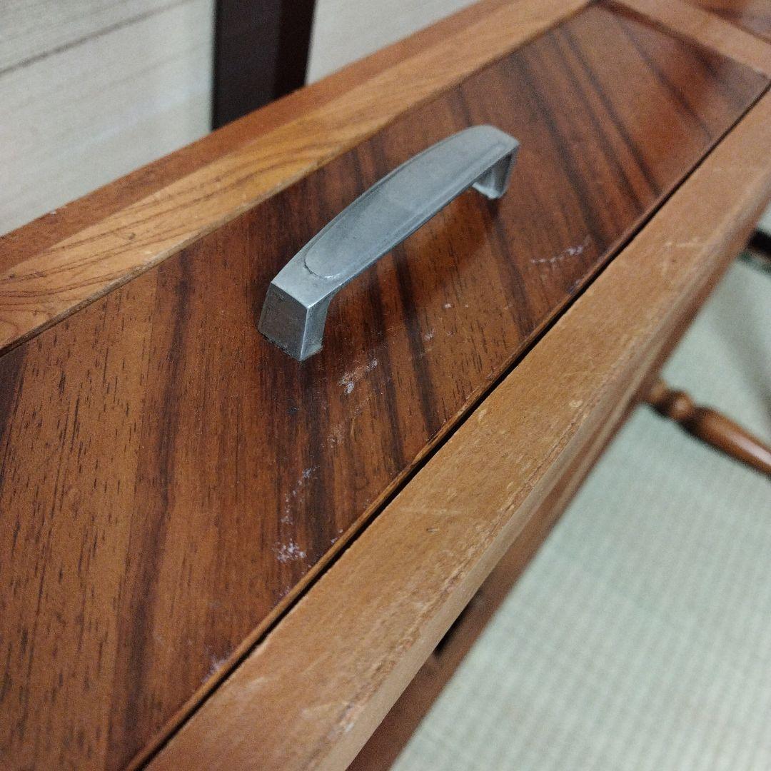 昭和レトロ 木製 ブラウン 文机 引き出し付き