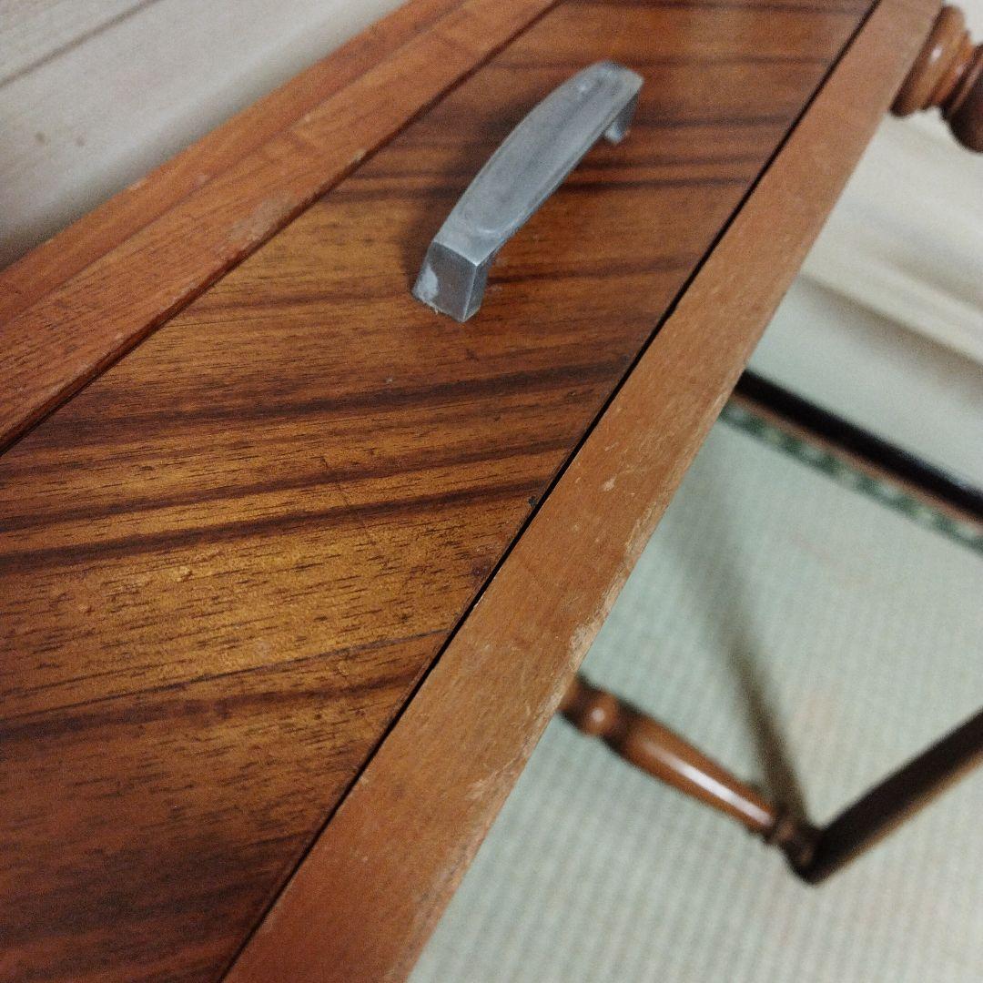 昭和レトロ 木製 ブラウン 文机 引き出し付き