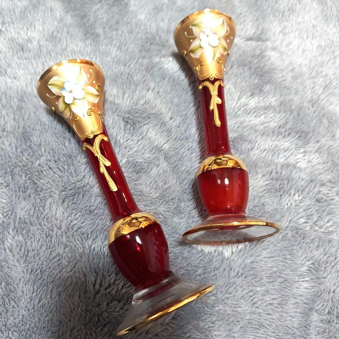 Murano ムラーノ　イタリア製 ベネチアンガラス ペア花瓶　置物　2個セット