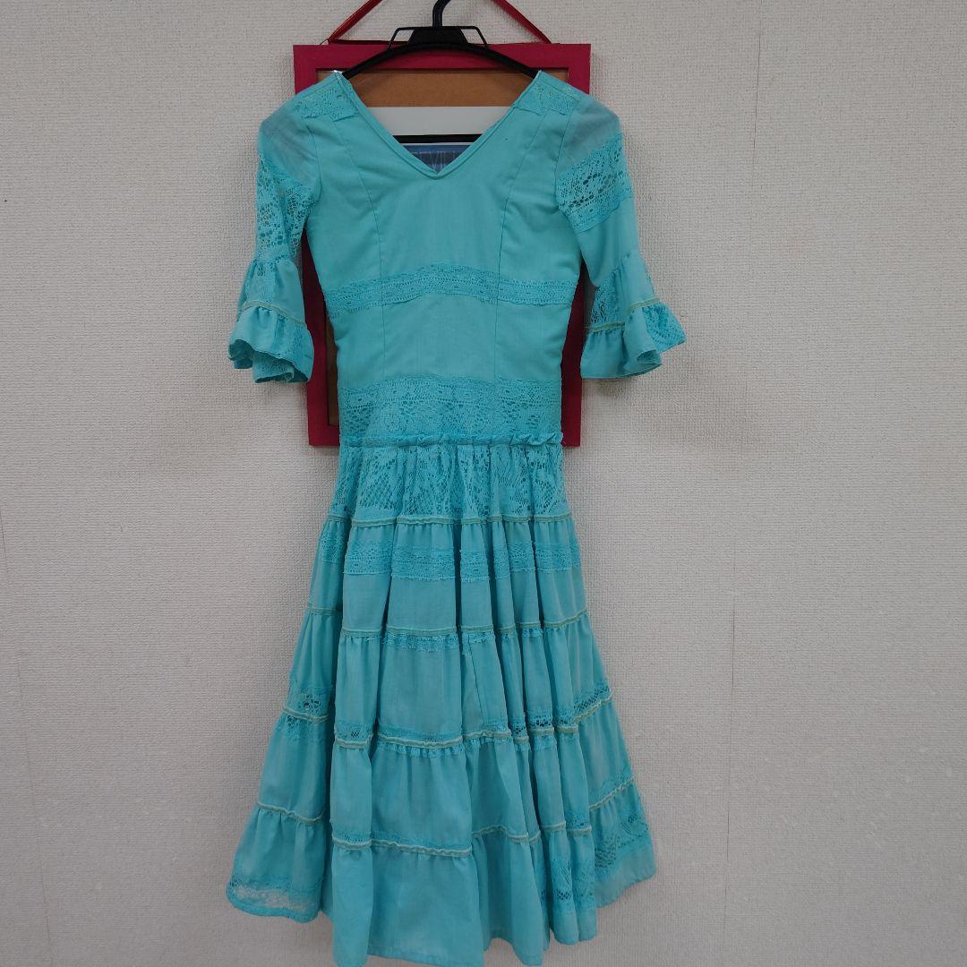 【スペイン製】＊Kids＊空色フラメンコ衣装(おまけ付き)