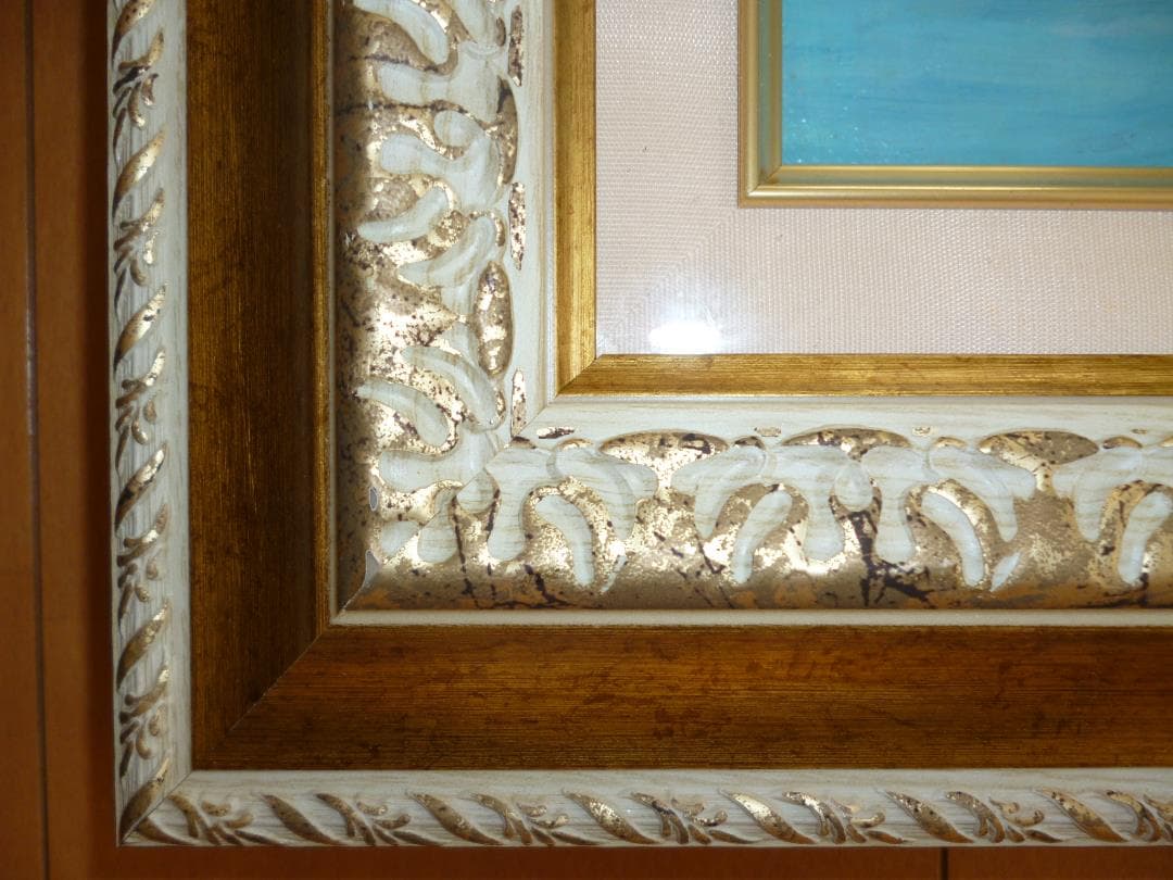 「帆船」油絵　原画（肉筆）F10額付き