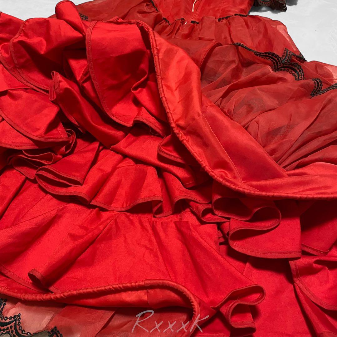 【スペイン製】RONEY フラメンコドレス 衣装 ワンピース フリル 赤